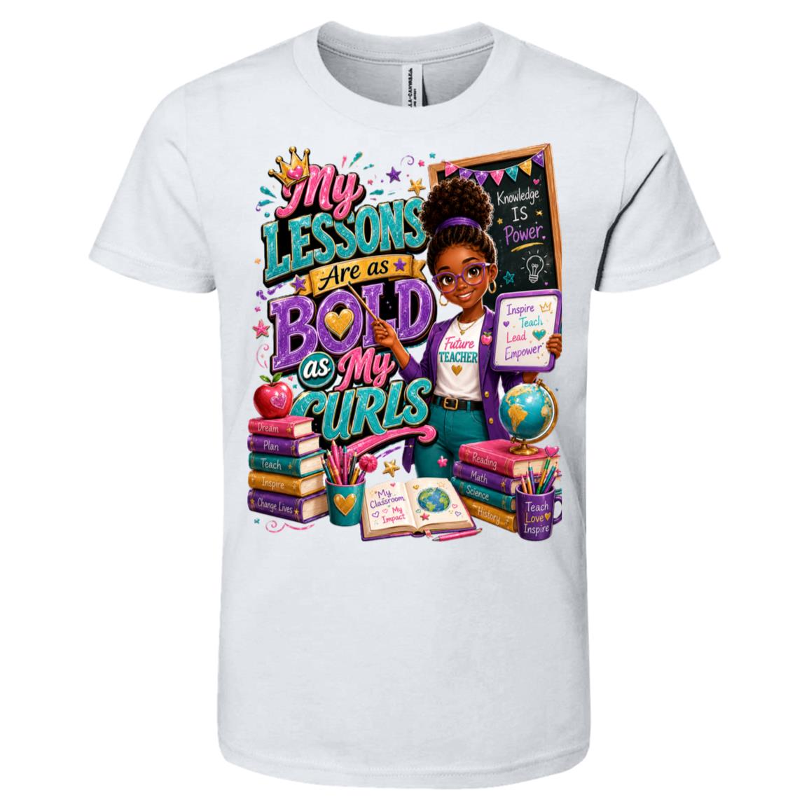 Teacher career tee for girls Ages 10-12 with natural hair pride by Riley's Way
