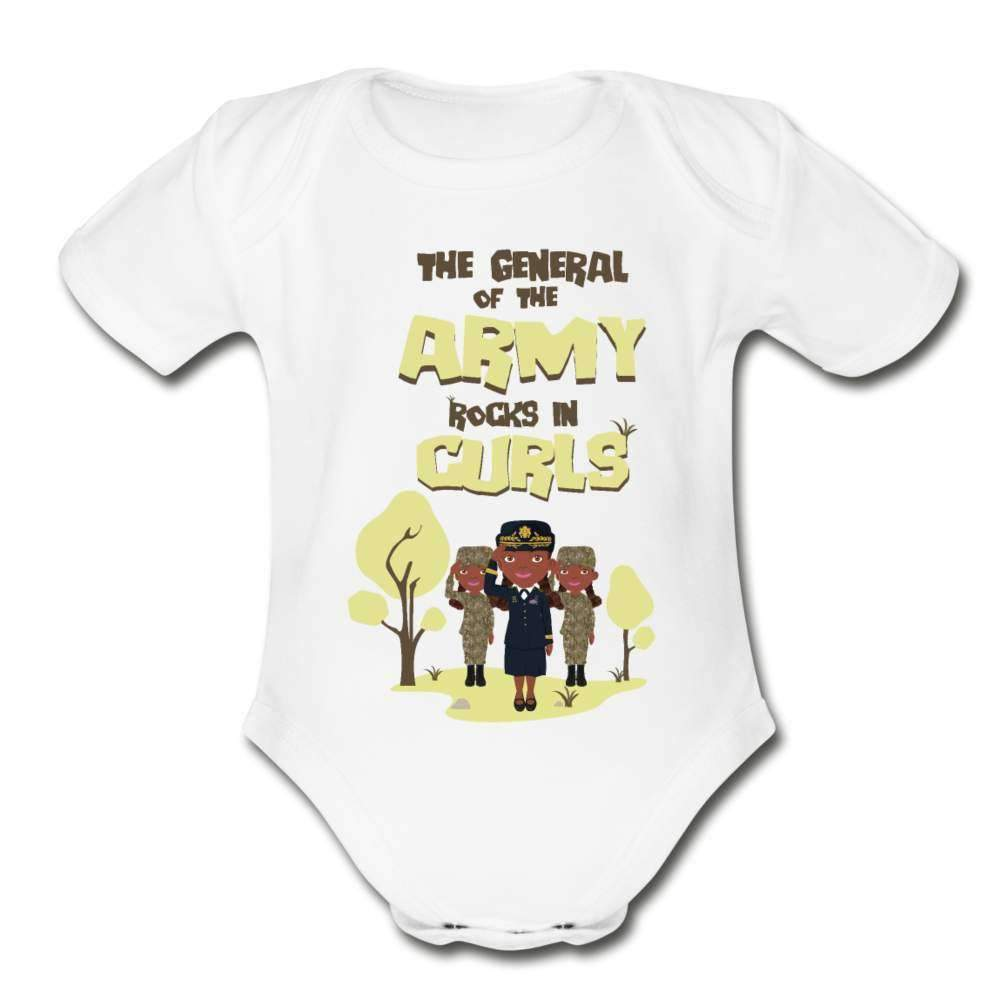 The Army in Curls Organic Short Sleeve Baby Bodysuit-SPOD-Armed Forces with Awesome Hair,Army,Baby Bodysuits,Career T shirts and Onesies,Girls Clothes,infant,Infants,Kids & Babies,Shop,SPOD