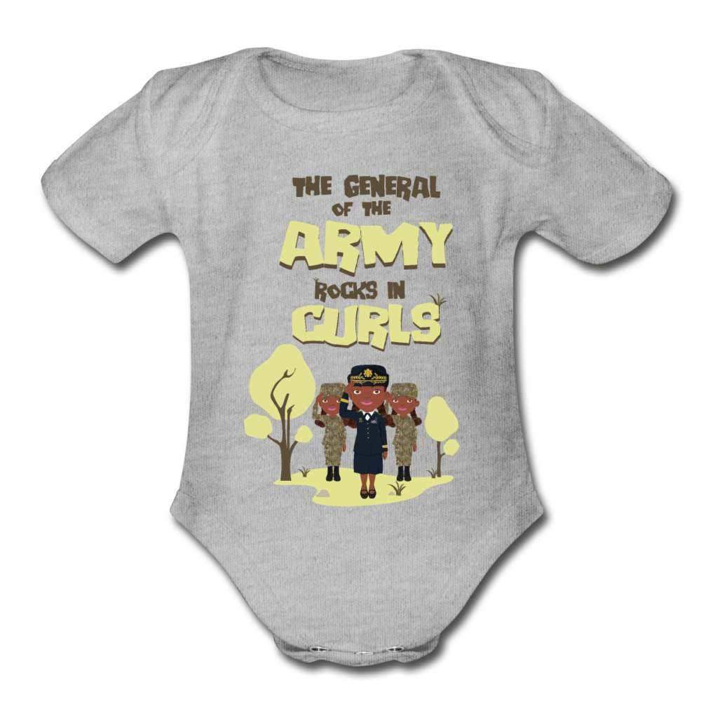 The Army in Curls Organic Short Sleeve Baby Bodysuit-SPOD-Armed Forces with Awesome Hair,Army,Baby Bodysuits,Career T shirts and Onesies,Girls Clothes,infant,Infants,Kids & Babies,Shop,SPOD