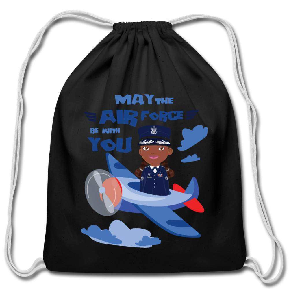 Airforce Cotton Drawstring Bag - black