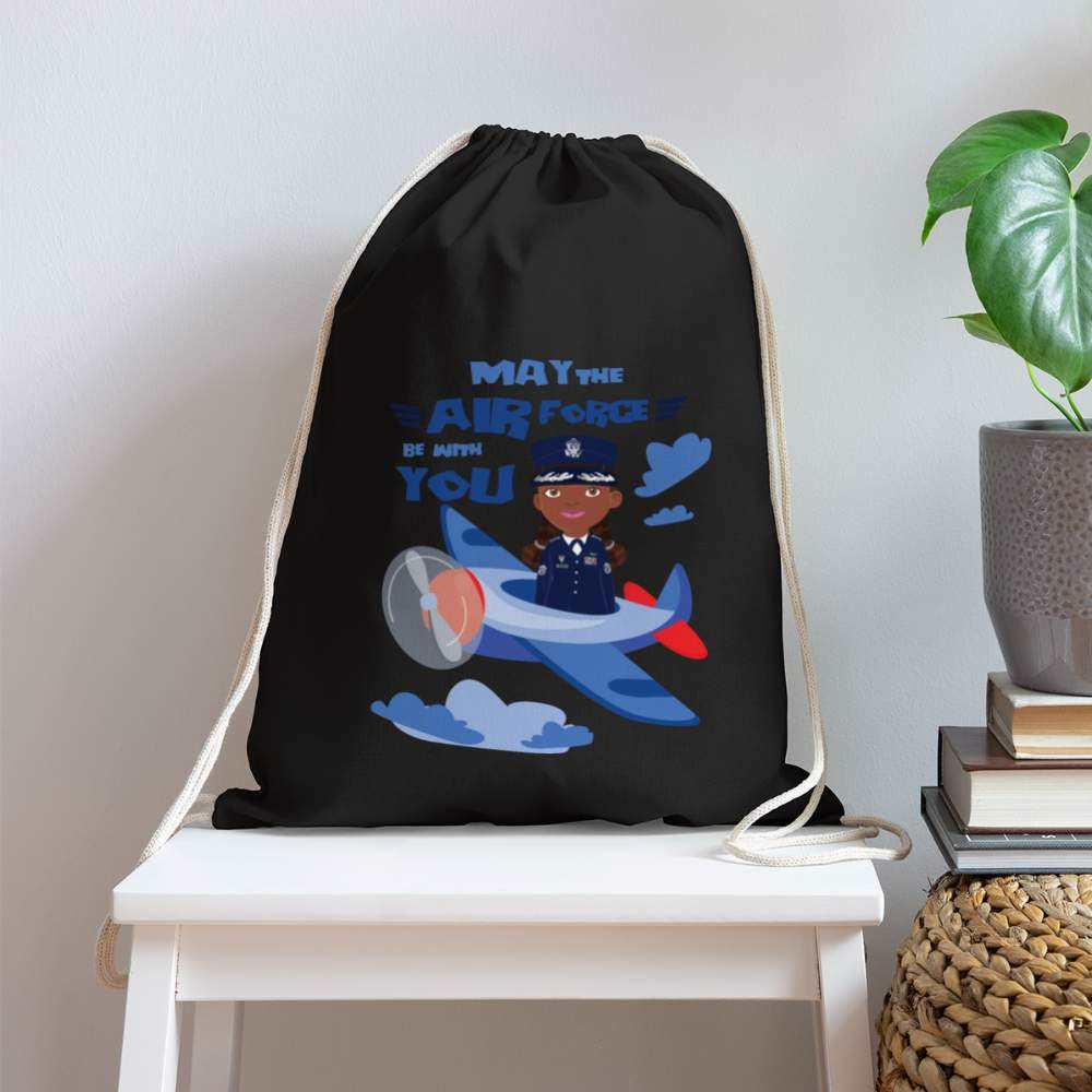Airforce Cotton Drawstring Bag - black
