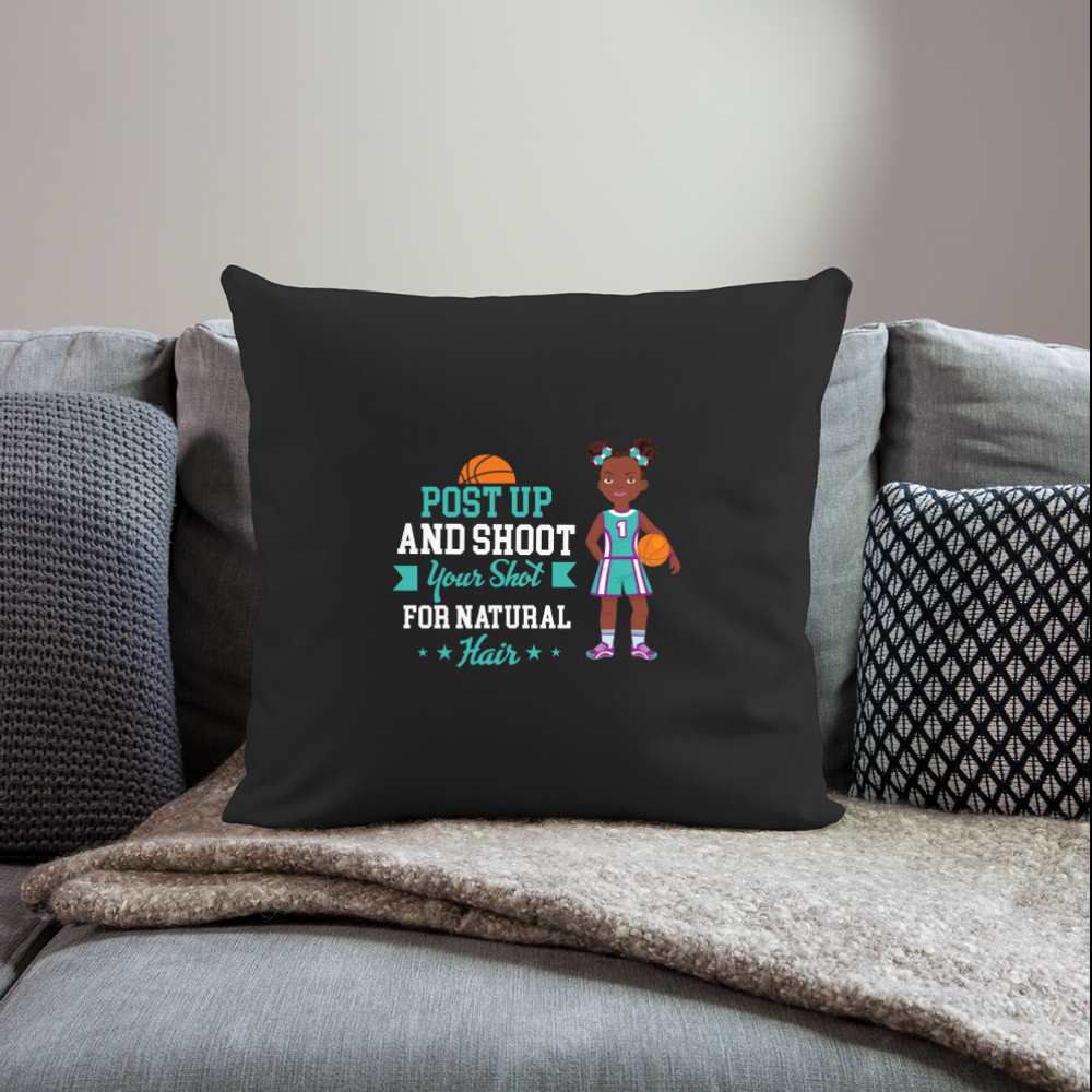 Girls Basketball Throw Pillow Cover 18” x 18” - black