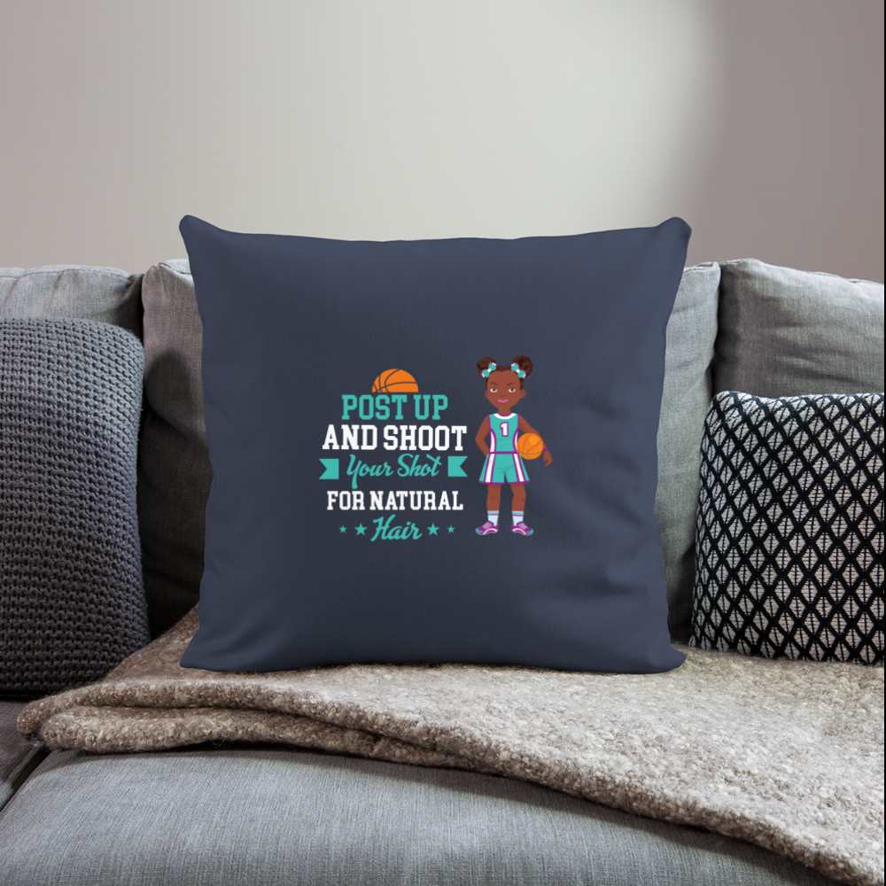 Girls Basketball Throw Pillow Cover 18” x 18” - navy