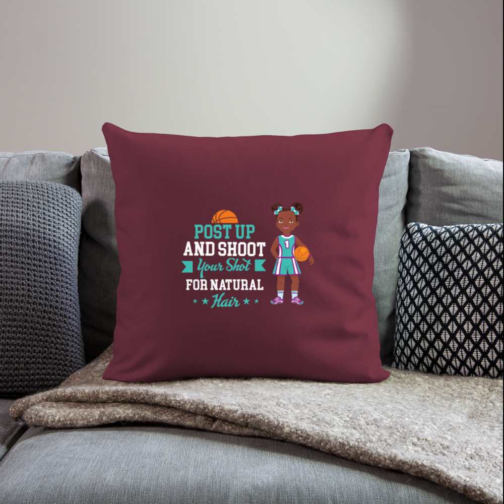 Girls Basketball Throw Pillow Cover 18” x 18” - burgundy