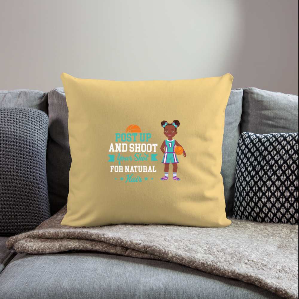 Girls Basketball Throw Pillow Cover 18” x 18” - washed yellow