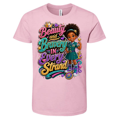 Marine career tee for girls Ages 6-9 with natural hair pride by Riley's Way