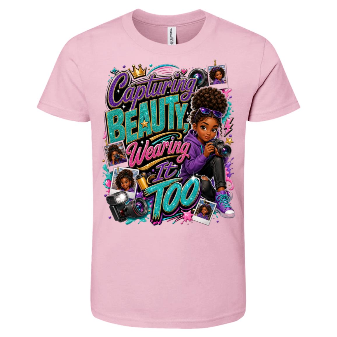 Photographer career tee for girls Ages 10-12 with natural hair pride by Riley's Way