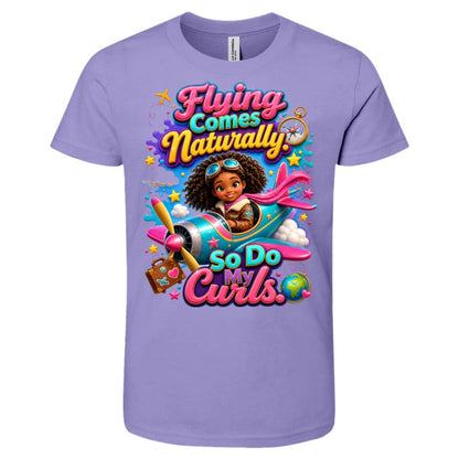 Pilot career tee for girls Ages 6-9 with natural hair pride by Riley's Way
