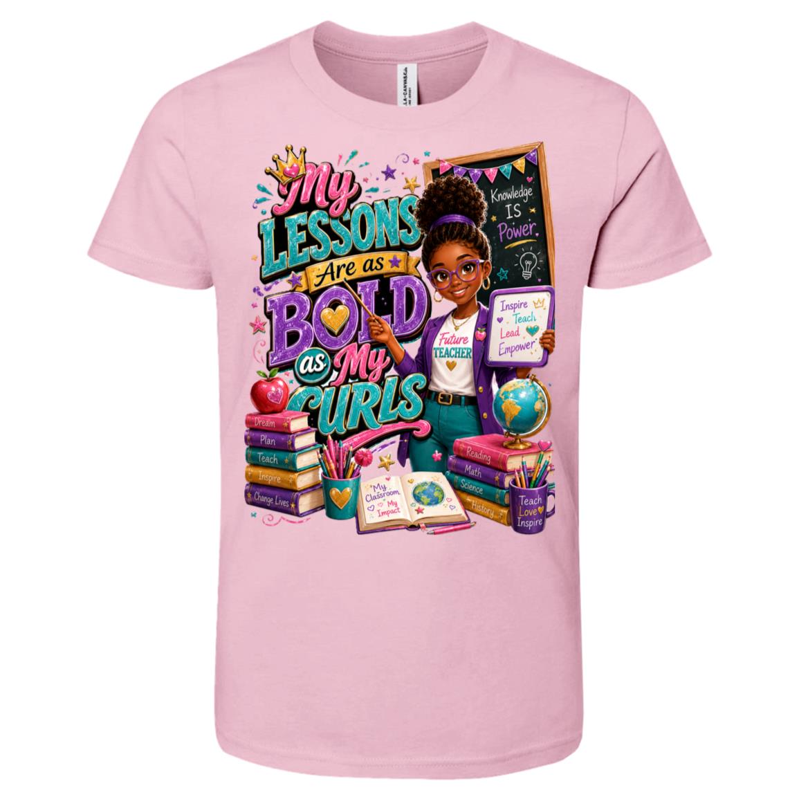 Teacher career tee for girls Ages 10-12 with natural hair pride by Riley's Way