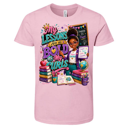 Teacher career tee for girls Ages 10-12 with natural hair pride by Riley's Way
