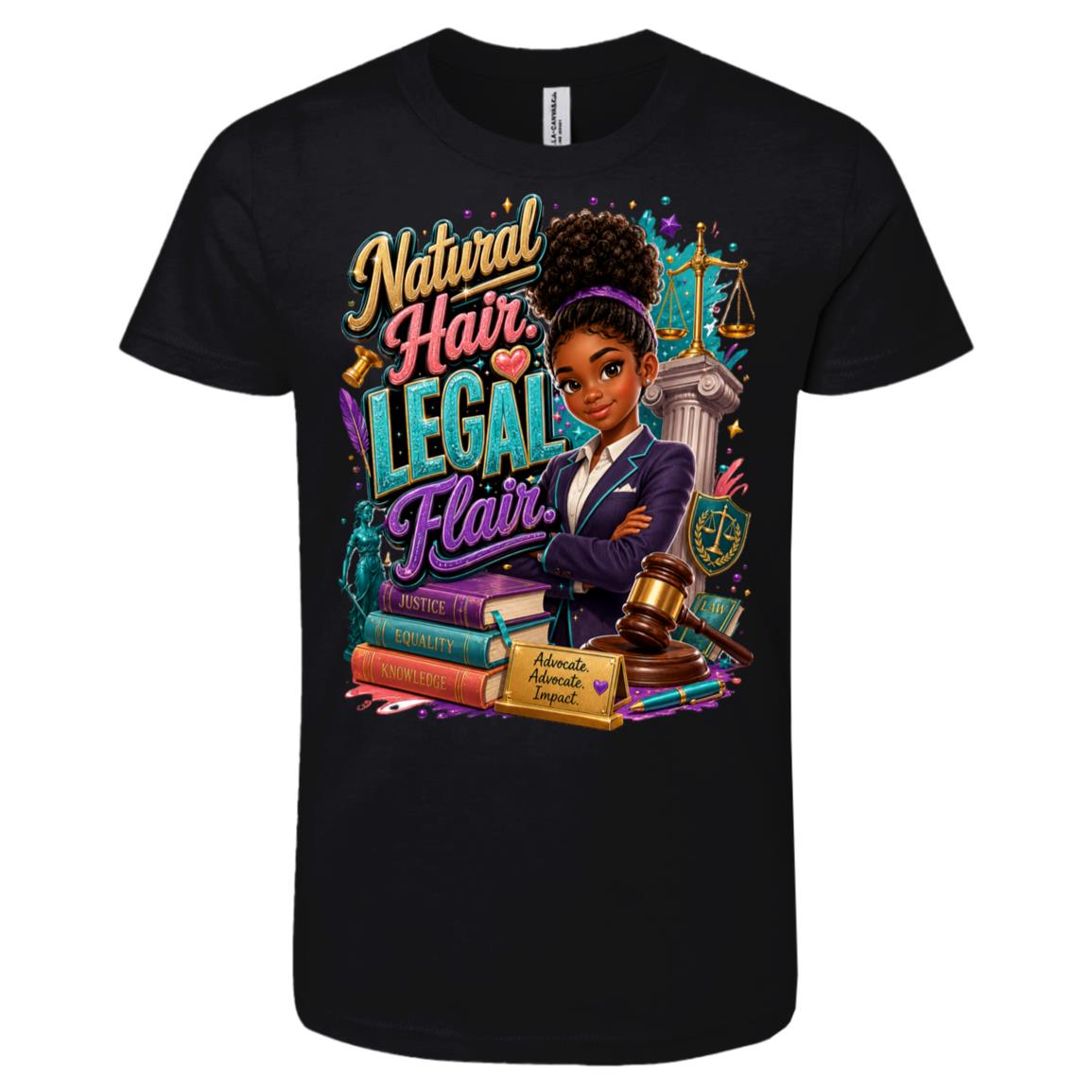 Lawyer career tee for girls Ages 10-12 with natural hair pride by Riley's Way
