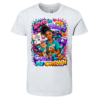 Veterinarian career tee for girls Ages 10-12 with natural hair pride by Riley's Way
