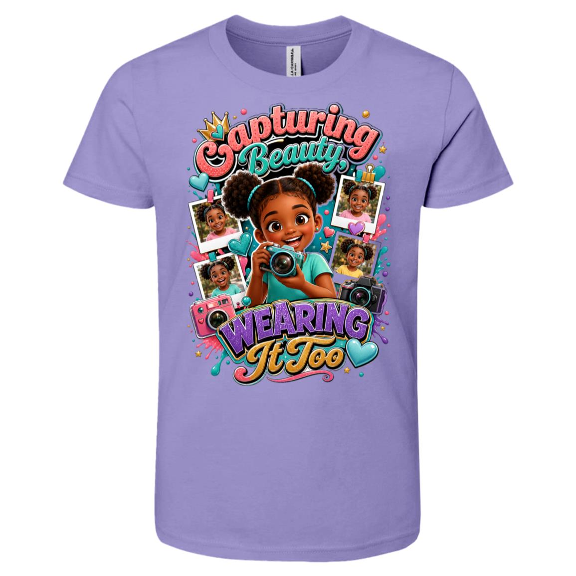 Photographer career tee for girls Ages 6-9 with natural hair pride by Riley's Way
