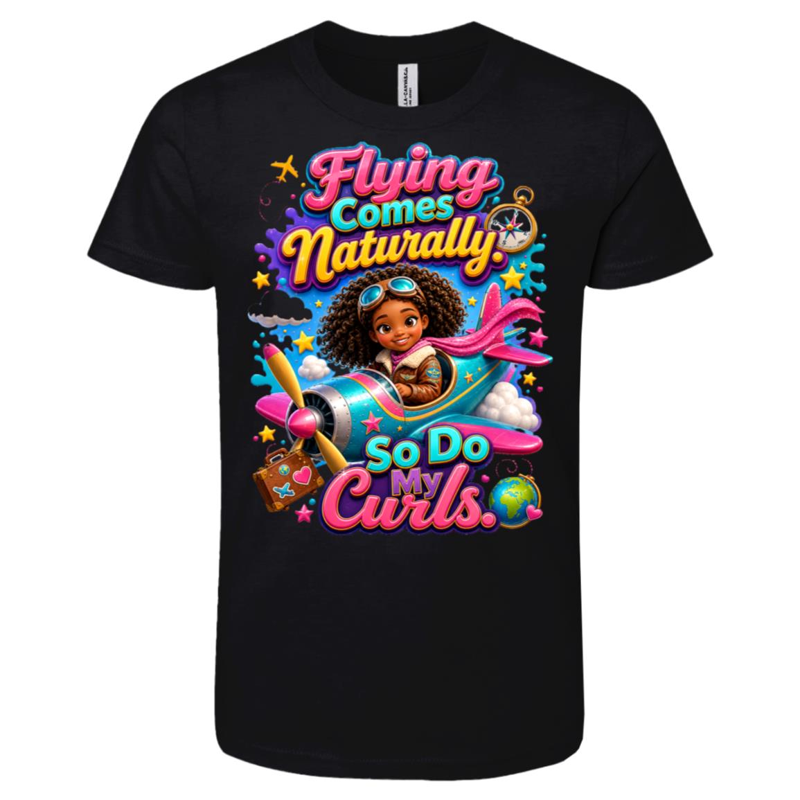 Pilot career tee for girls Ages 6-9 with natural hair pride by Riley's Way