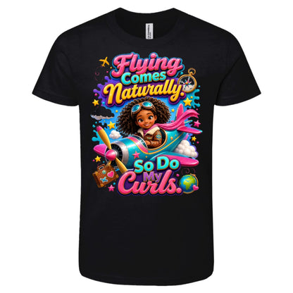 Pilot career tee for girls Ages 6-9 with natural hair pride by Riley's Way