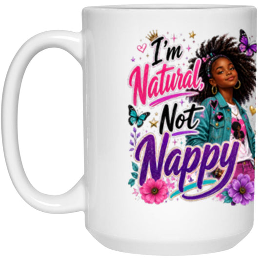 Natural Not Nappy Riley's Way white mug artwork for Ages 10-12