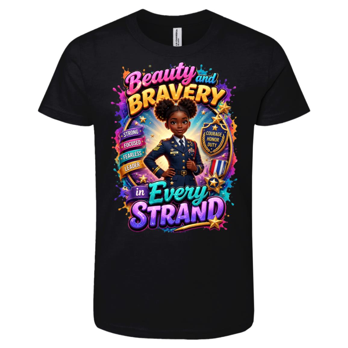Marine career tee for girls Ages 10-12 with natural hair pride by Riley's Way