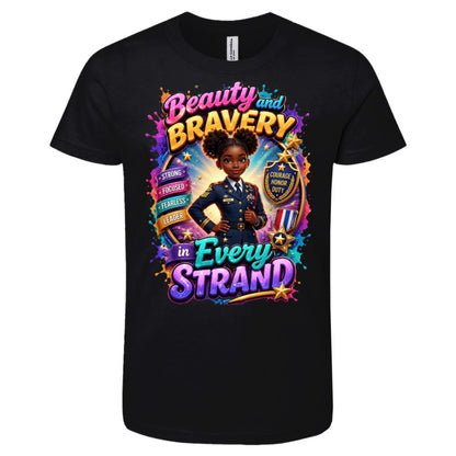 Marine career tee for girls Ages 10-12 with natural hair pride by Riley's Way