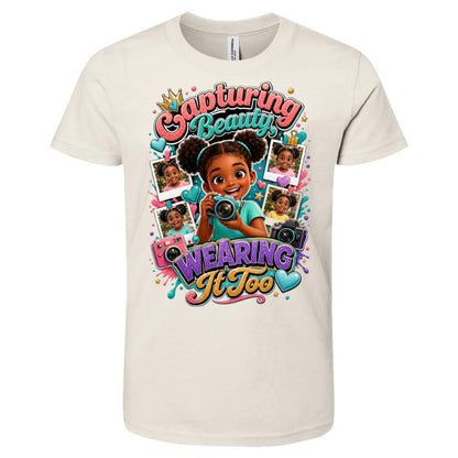 Photographer career tee for girls Ages 6-9 with natural hair pride by Riley's Way