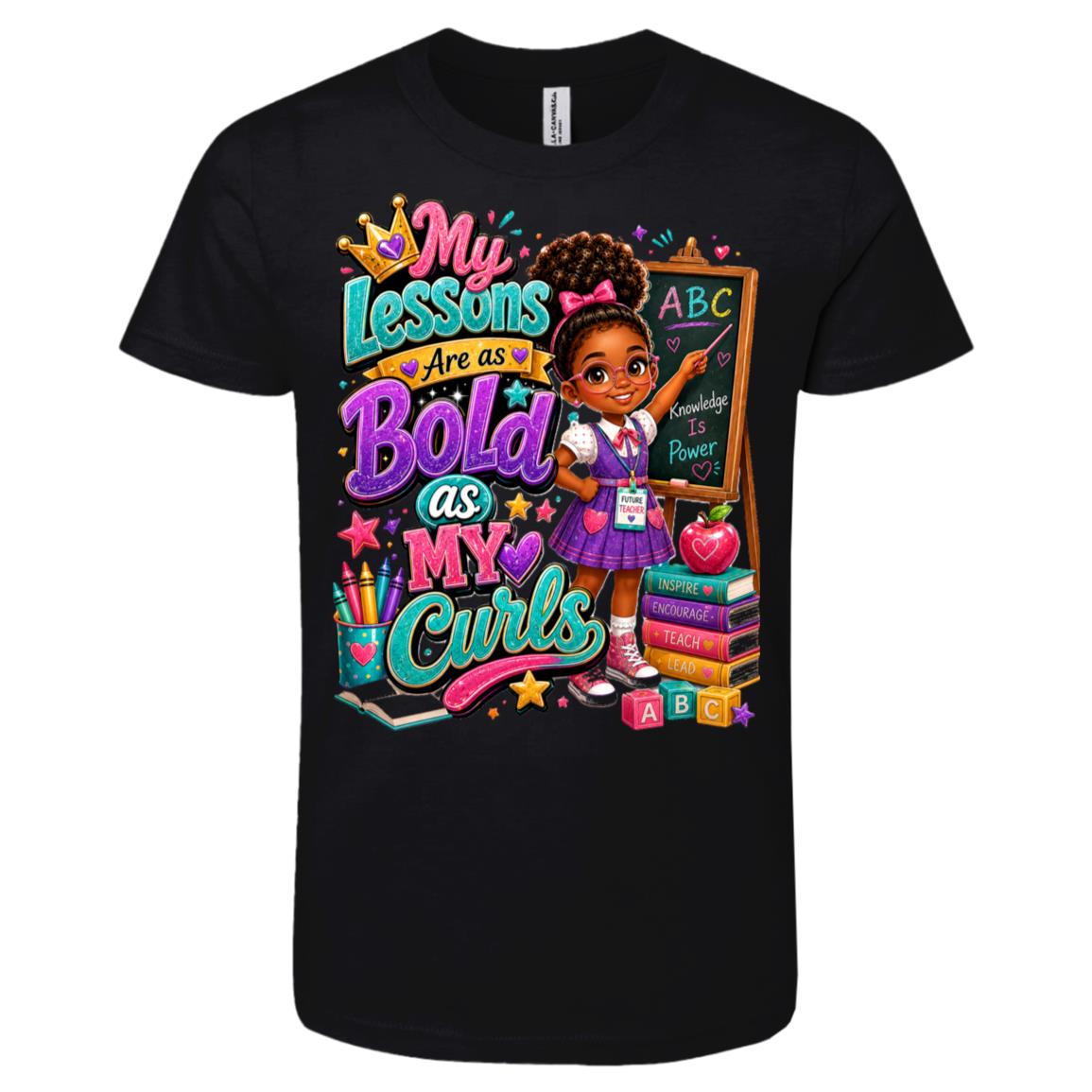 Teacher career tee for girls Ages 6-9 with natural hair pride by Riley's Way