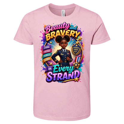Marine career tee for girls Ages 10-12 with natural hair pride by Riley's Way