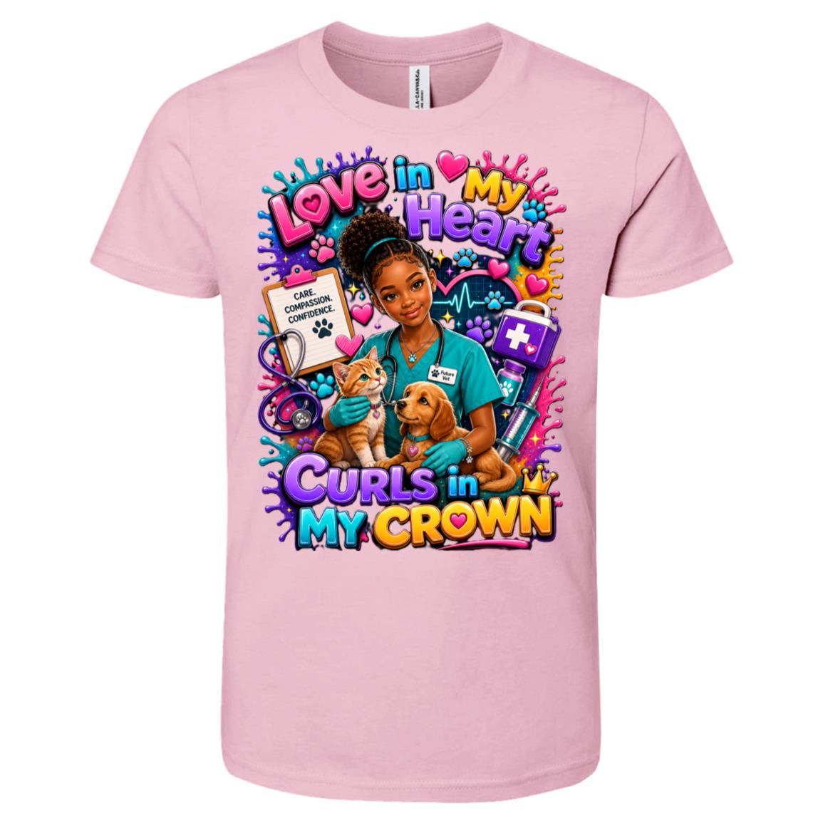 Veterinarian career tee for girls Ages 10-12 with natural hair pride by Riley's Way