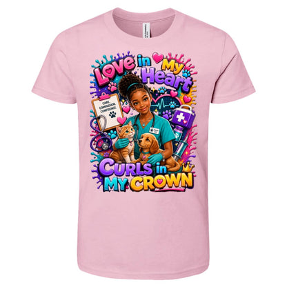Veterinarian career tee for girls Ages 10-12 with natural hair pride by Riley's Way