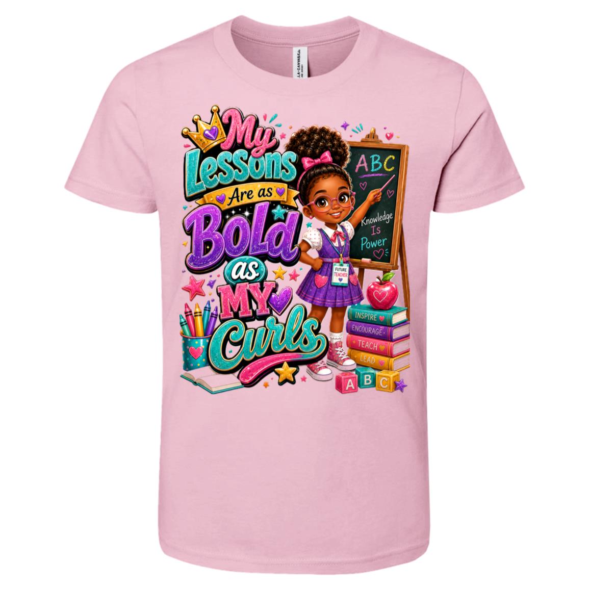 Teacher career tee for girls Ages 6-9 with natural hair pride by Riley's Way