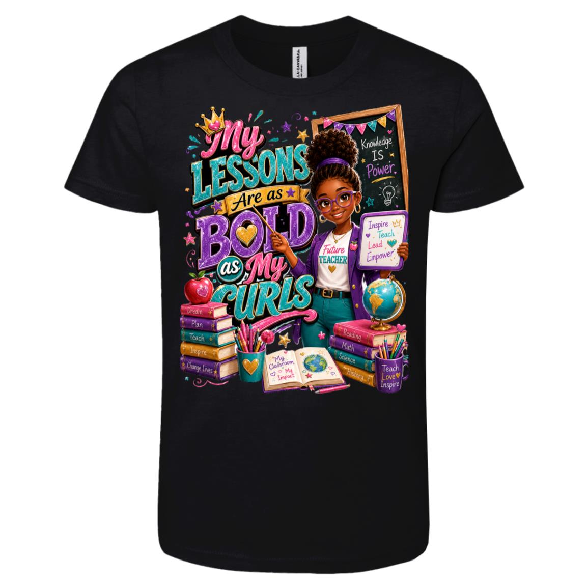 Teacher career tee for girls Ages 10-12 with natural hair pride by Riley's Way