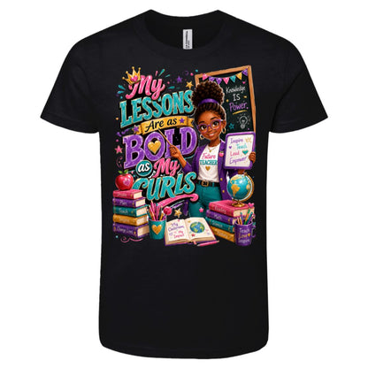 Teacher career tee for girls Ages 10-12 with natural hair pride by Riley's Way