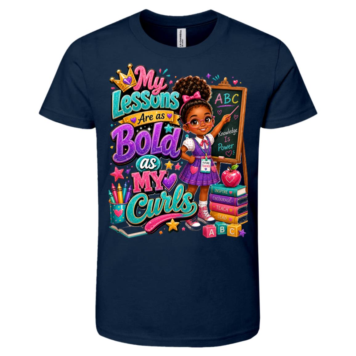 Teacher career tee for girls Ages 6-9 with natural hair pride by Riley's Way