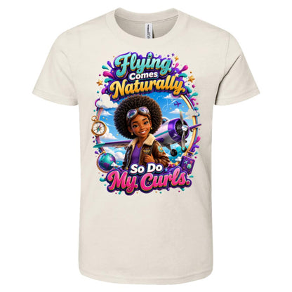 Pilot career tee for girls Ages 10-12 with natural hair pride by Riley's Way