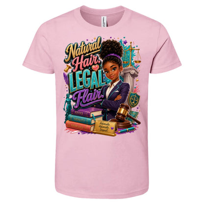 Lawyer career tee for girls Ages 10-12 with natural hair pride by Riley's Way