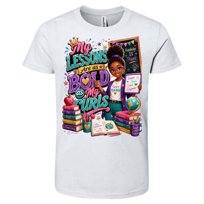 Teacher career tee for girls Ages 10-12 with natural hair pride by Riley's Way
