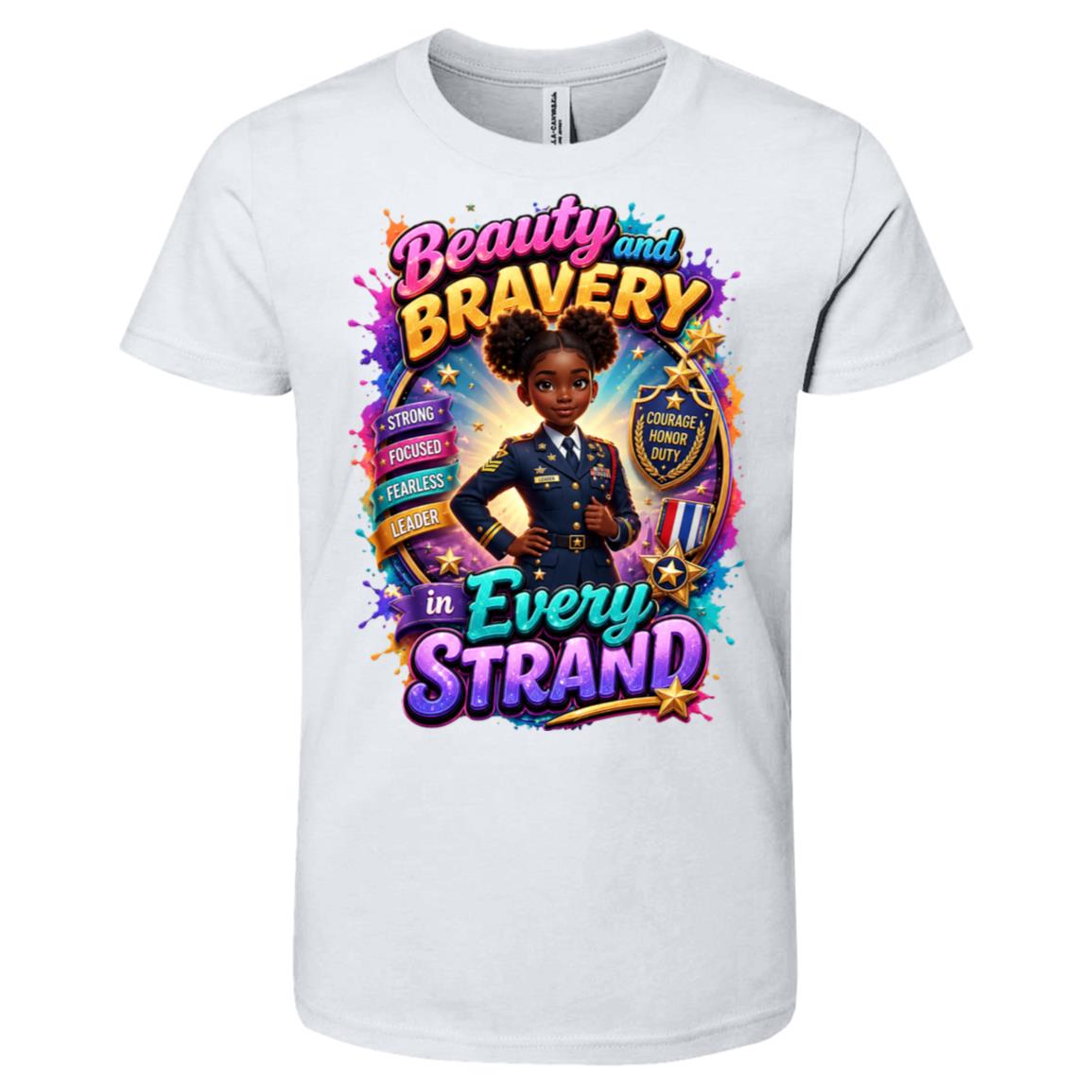 Marine career tee for girls Ages 10-12 with natural hair pride by Riley's Way