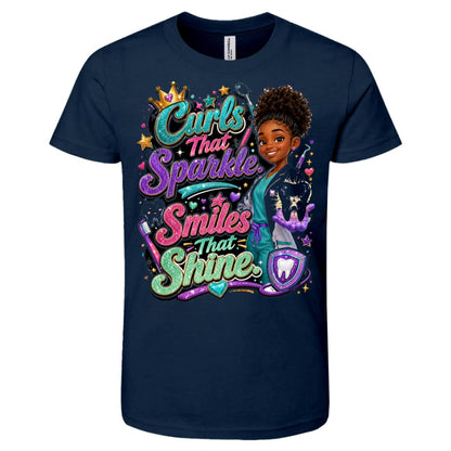 Dentist career tee for girls Ages 10-12 with natural hair pride by Riley's Way