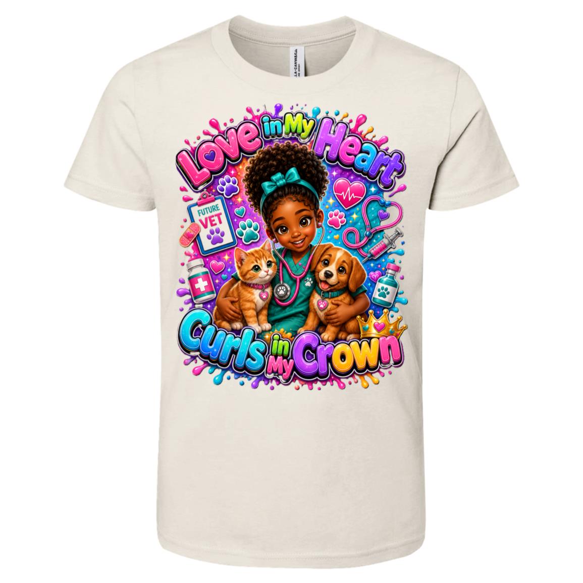 Veterinarian career tee for girls Ages 6-9 with natural hair pride by Riley's Way