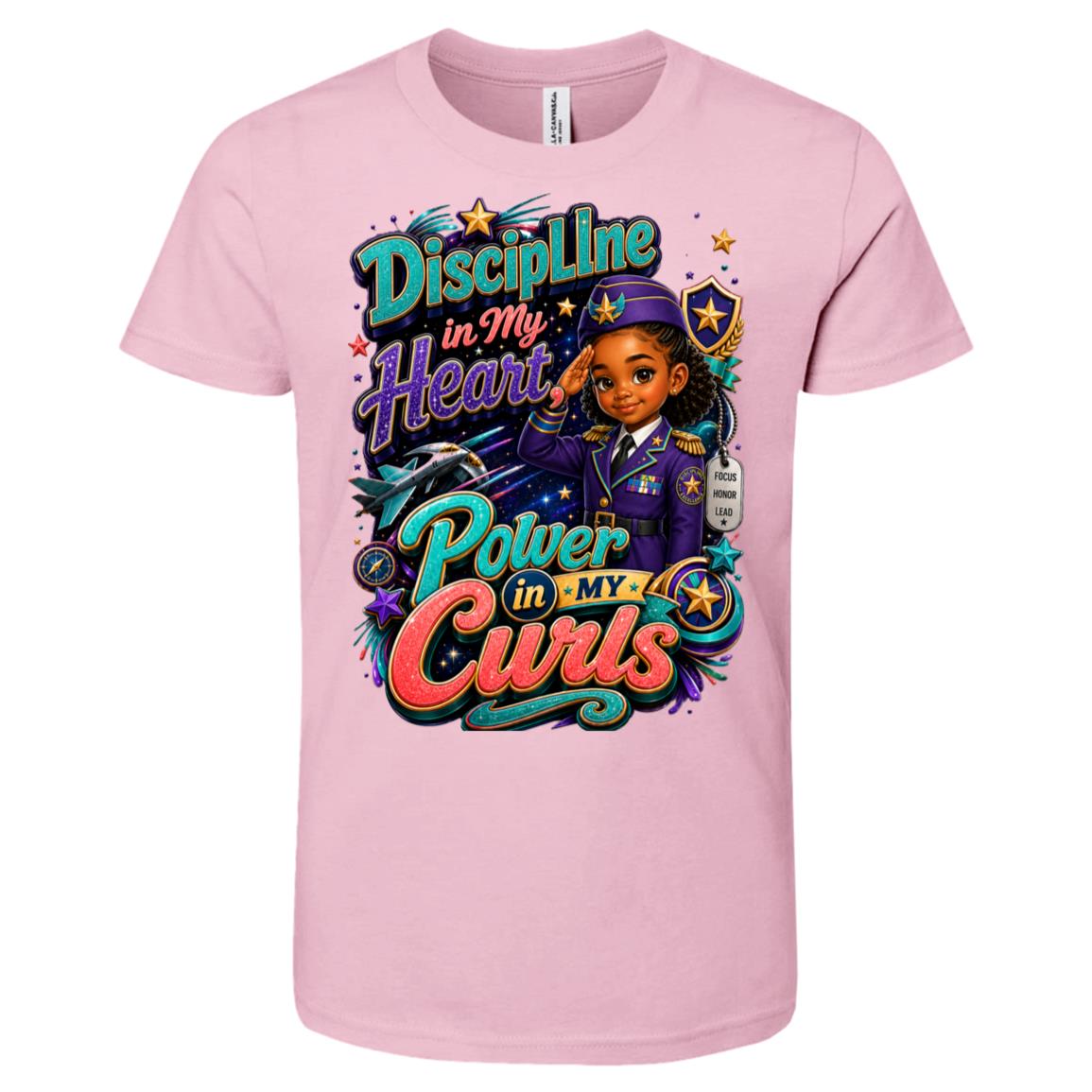 Army career tee for girls Ages 6-9 with natural hair pride by Riley's Way