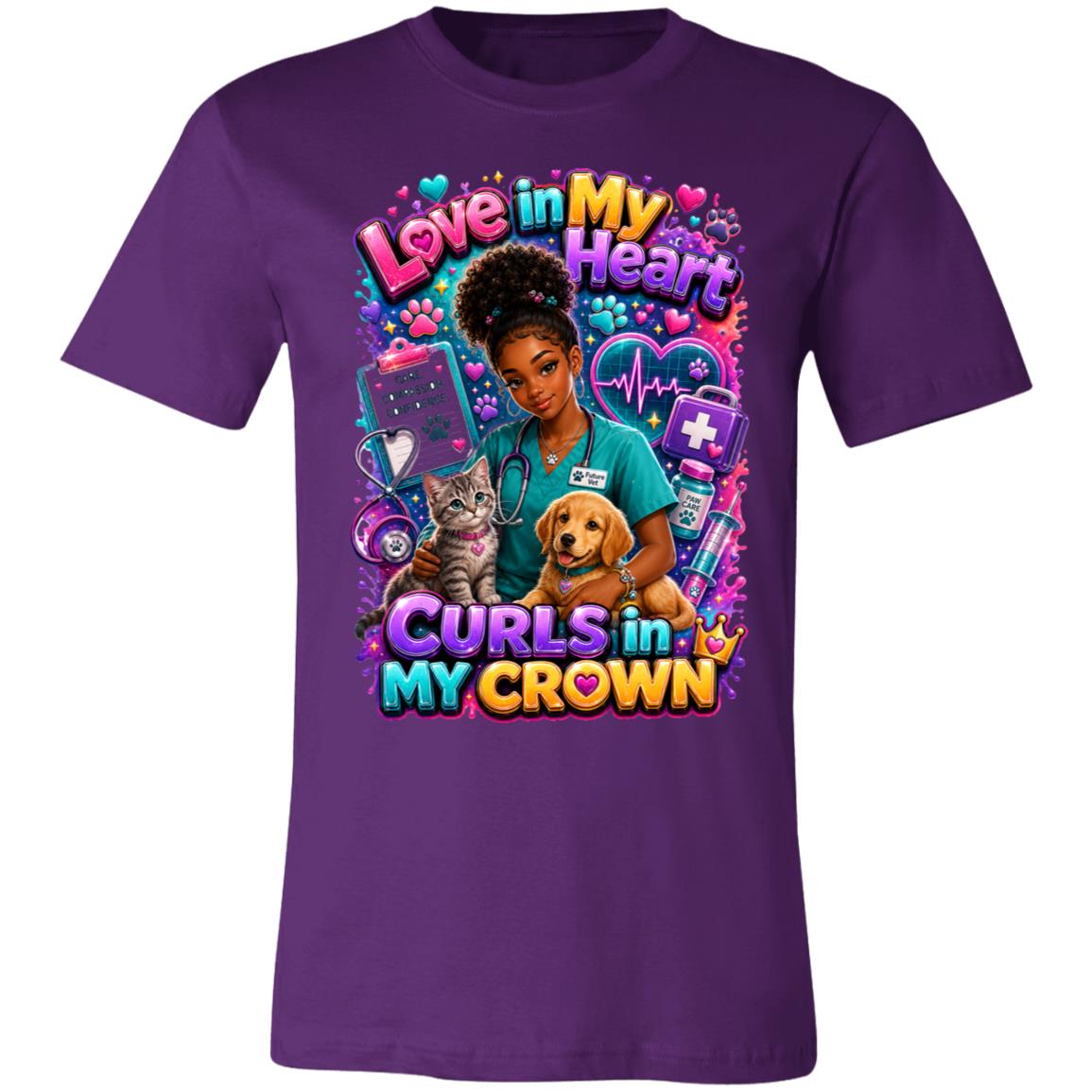 Veterinarian career tee for girls Ages 13-16 with natural hair pride by Riley's Way
