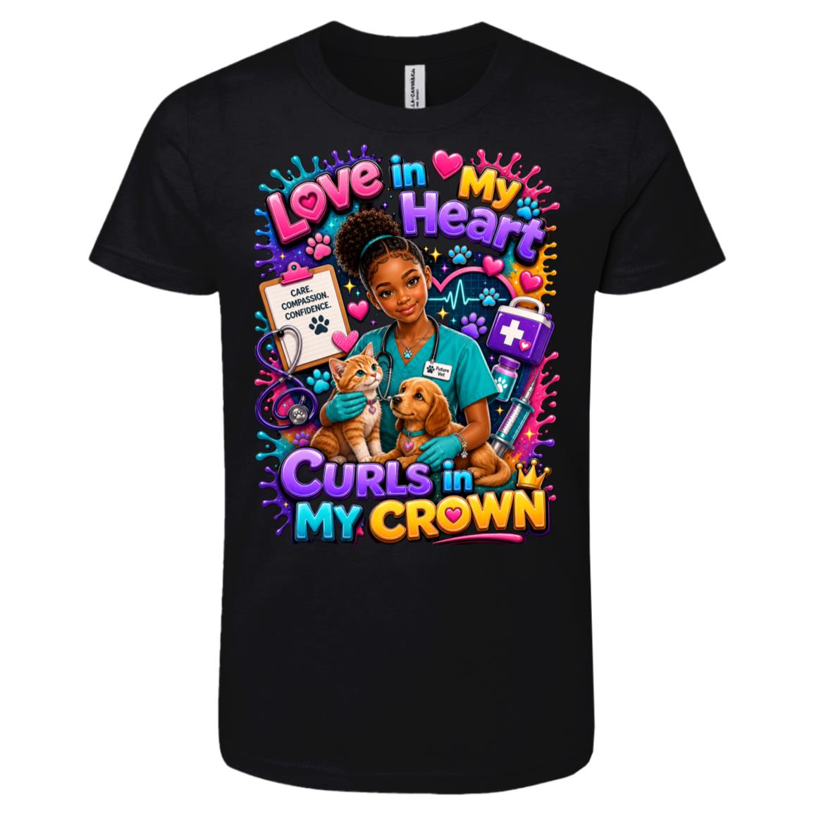 Veterinarian career tee for girls Ages 10-12 with natural hair pride by Riley's Way