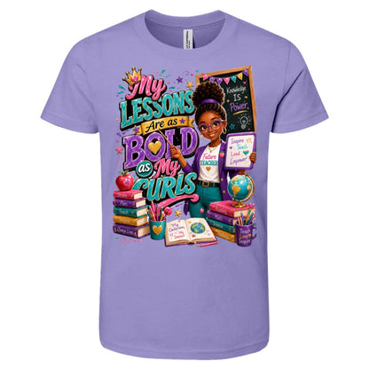 Teacher career tee for girls Ages 10-12 with natural hair pride by Riley's Way
