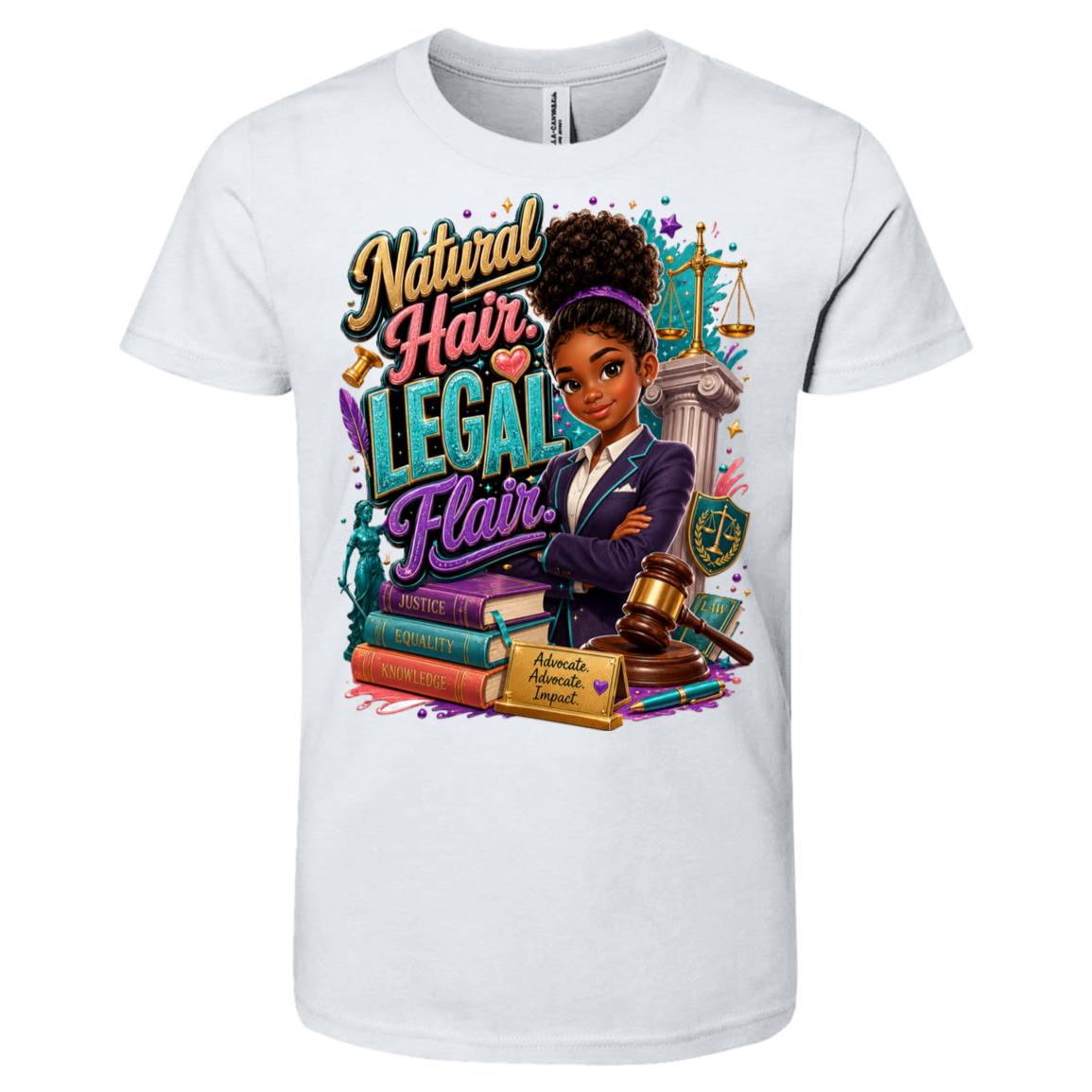 Lawyer career tee for girls Ages 10-12 with natural hair pride by Riley's Way