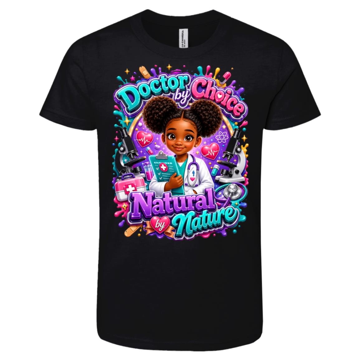 Doctor career tee for girls Ages 6-9 with natural hair pride by Riley's Way