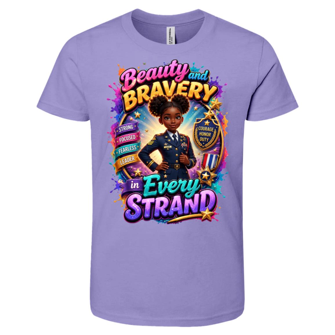 Marine career tee for girls Ages 10-12 with natural hair pride by Riley's Way