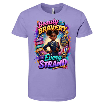 Marine career tee for girls Ages 10-12 with natural hair pride by Riley's Way