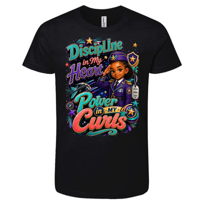 Army career tee for girls Ages 6-9 with natural hair pride by Riley's Way