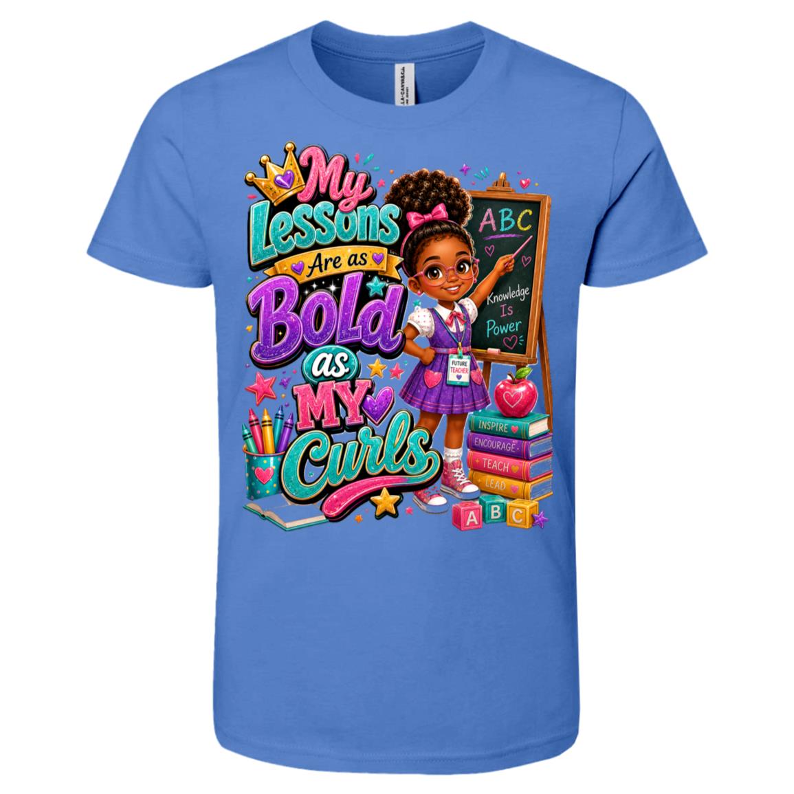 Teacher career tee for girls Ages 6-9 with natural hair pride by Riley's Way