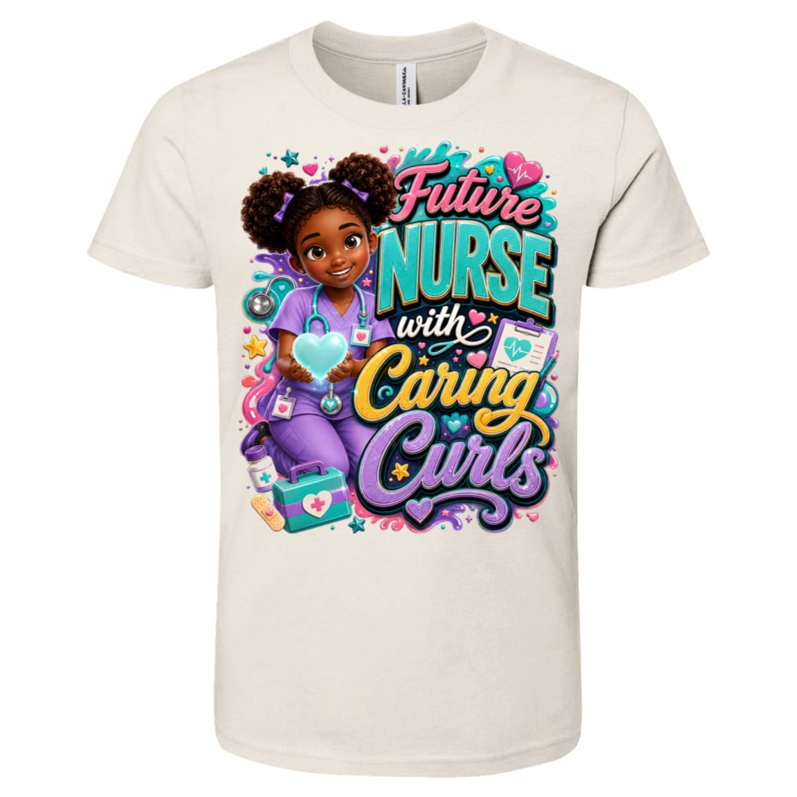 Nurse career tee for girls Ages 10-12 with natural hair pride by Riley's Way