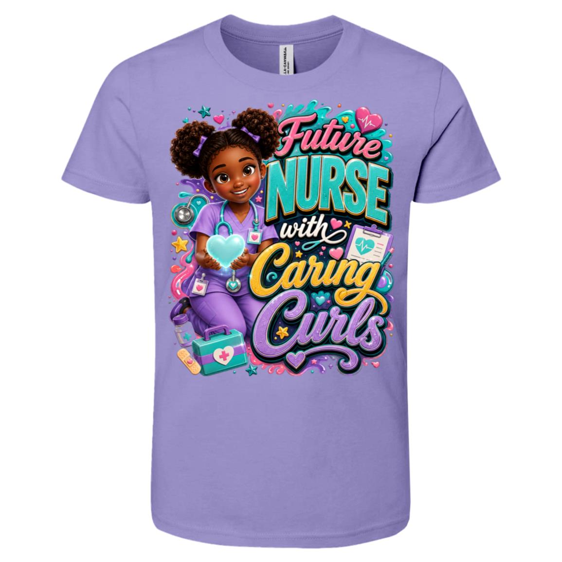 Nurse career tee for girls Ages 10-12 with natural hair pride by Riley's Way