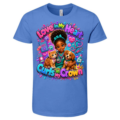 Veterinarian career tee for girls Ages 6-9 with natural hair pride by Riley's Way